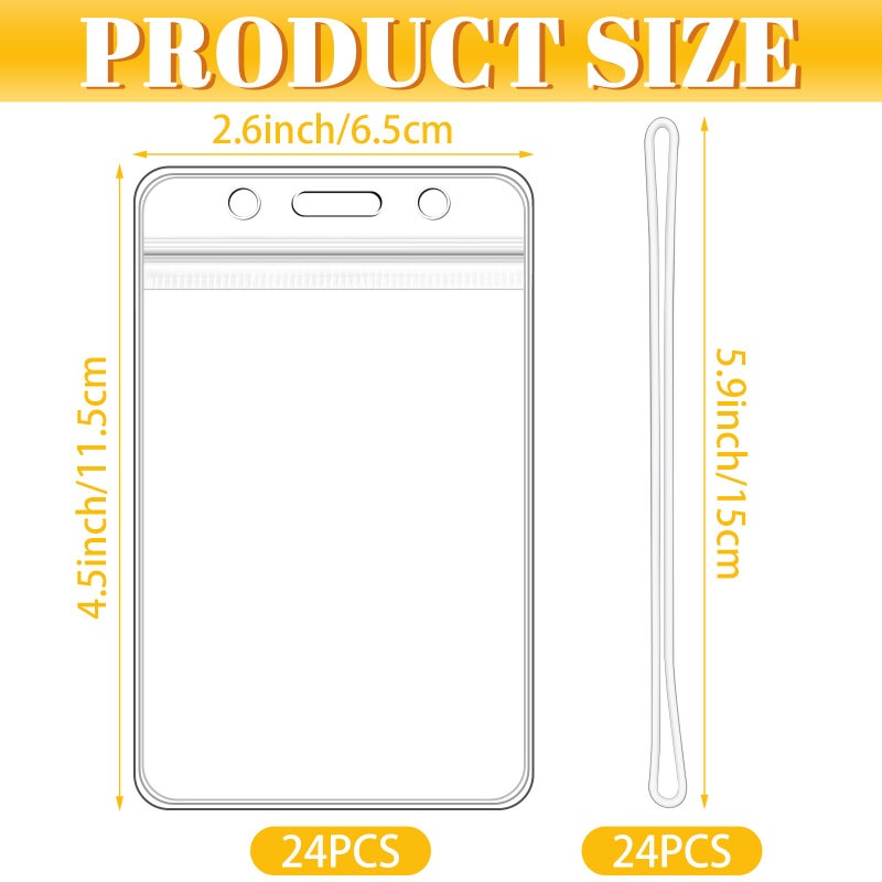 WYOMER 24 Pieces Plastic Luggage Bag Tag Holder Badge Label Tag Holder Clear ID Card Holder with 24 Pack Luggage Tag Loop Straps for Office Business Travel Supplies - Image 2